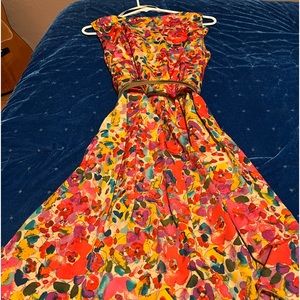 Brightly Colored Sleeveless Shirt Waist Dress